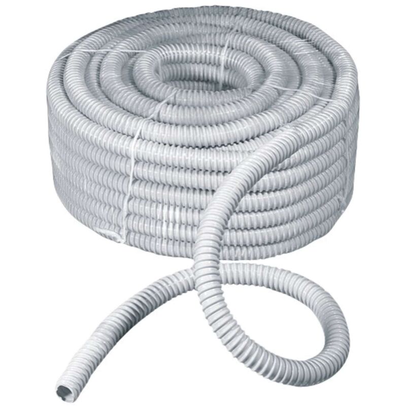 foto del prodotto elettrocanali 30 mt guaina spiralata flessibile grigia 25 mm in pvc tubo corrugato