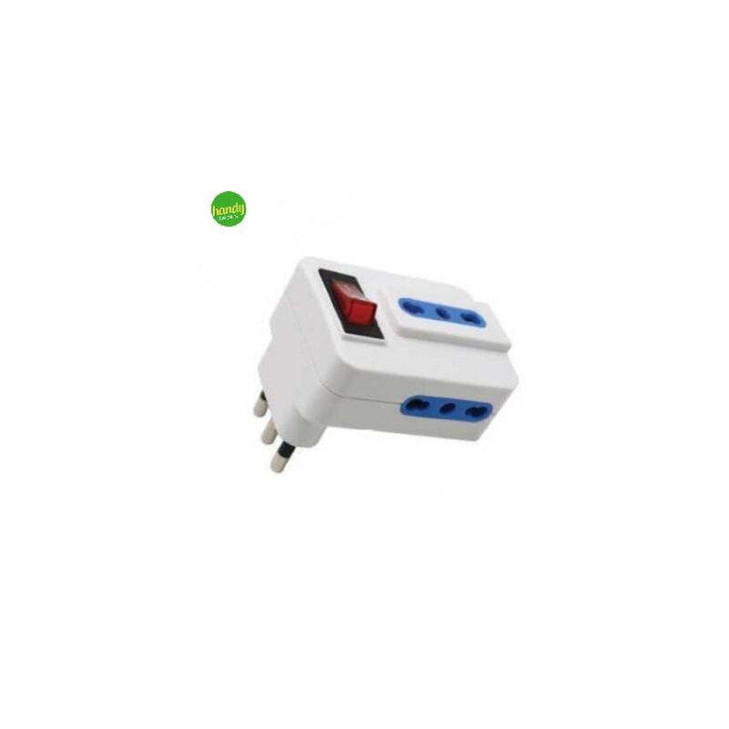 foto del prodotto elettrocanali adattatore angolare con interruttore spina 16 a 3 prese 10 16 a