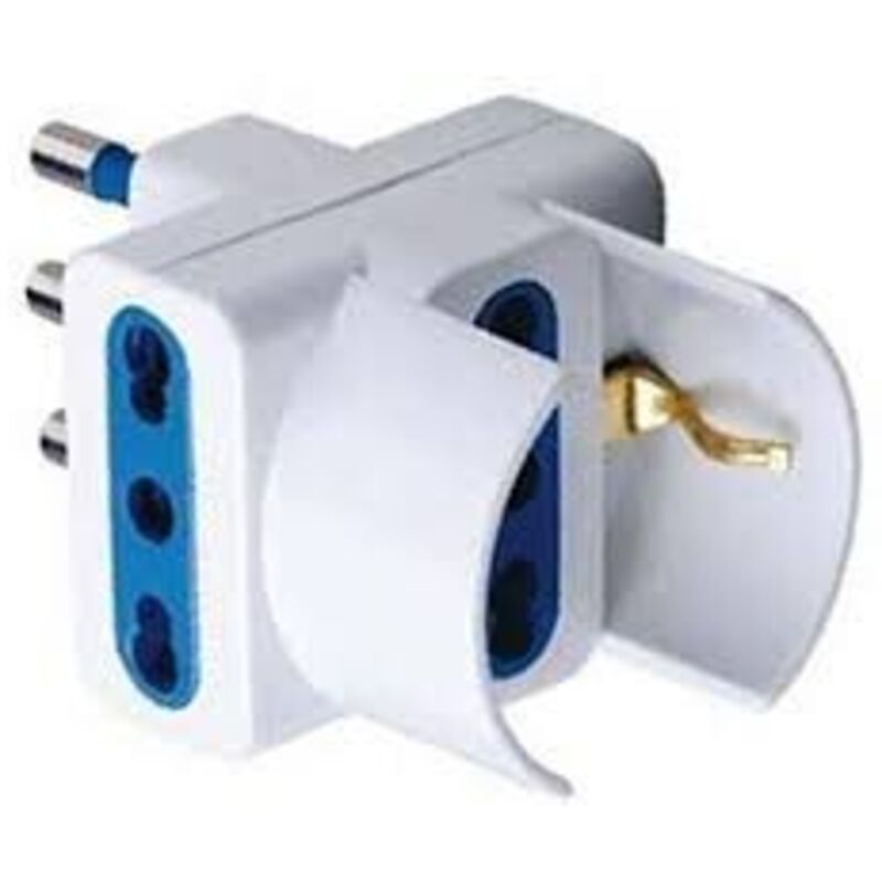 foto del prodotto elettrocanali adattatore triplo schuko biv. bianco 16a cod. eck33407 