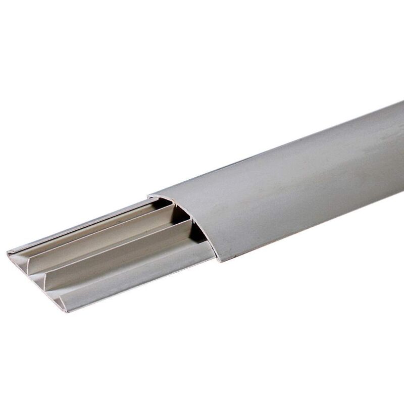 foto del prodotto elettrocanali canalina a pavimento, calpestabile, 75x17mm, lunghezza 2 metri, 3 scomparti, tecnopolimero, grigio eccap7517g