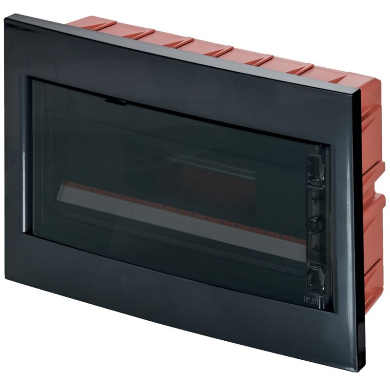 foto del prodotto elettrocanali centralino ad incasso, 18 moduli, nero, ip40, sportello in policarbonato fum ec63018n