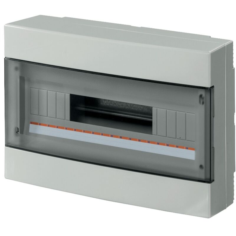foto del prodotto elettrocanali centralino da parete, 18 moduli, con morsettiera 6x10mm, grigio, ip40, sportello reversibile fum ec60018e