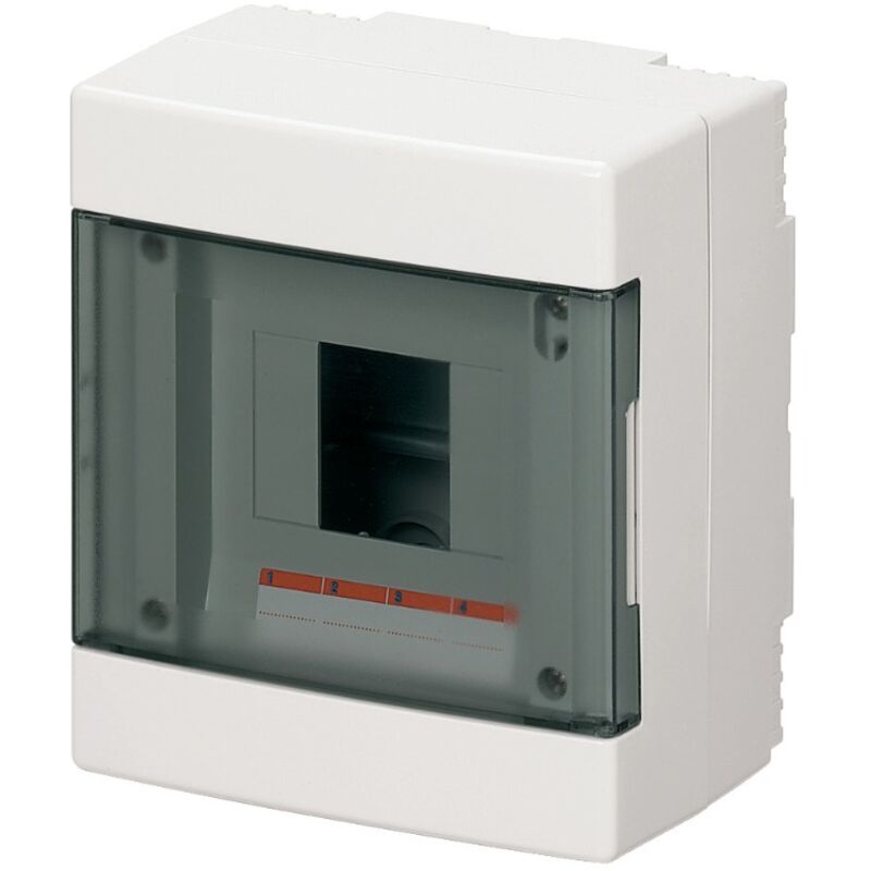 foto del prodotto elettrocanali centralino da parete, 4 moduli, con morsettiera 6x10mm, bianco, ip40, sportello reversibile fum ec60004be
