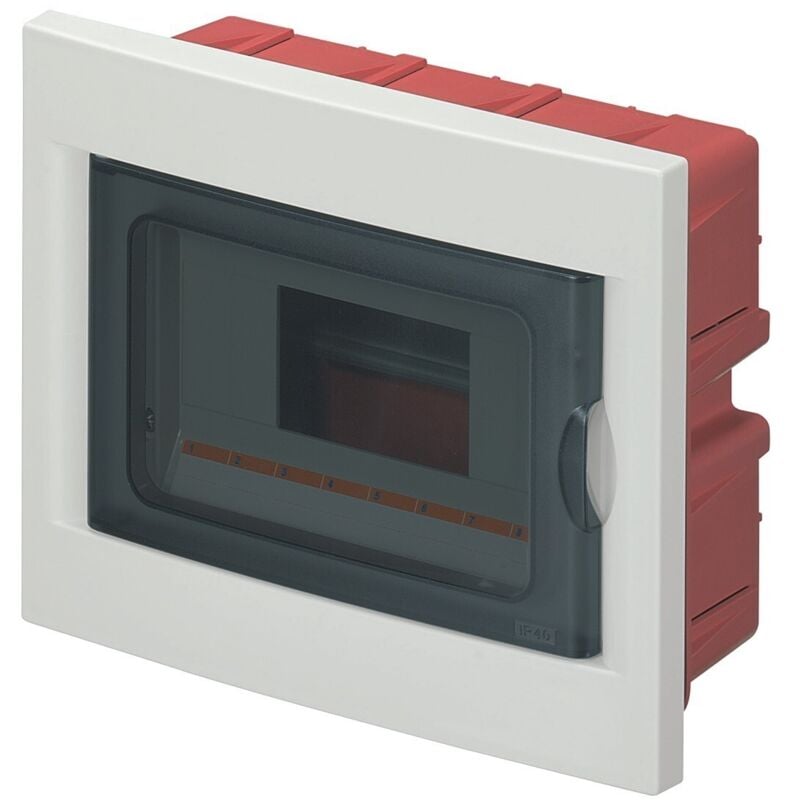 foto del prodotto elettrocanali centralino incasso bianco portello fume 8 mod. cod. ec63008b 