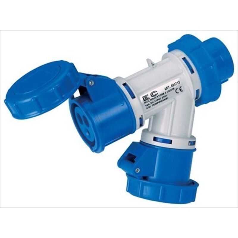 foto del prodotto elettrocanali moltiplicatore 2 uscite ip44 220v 2p t 16a cod. ec690702 