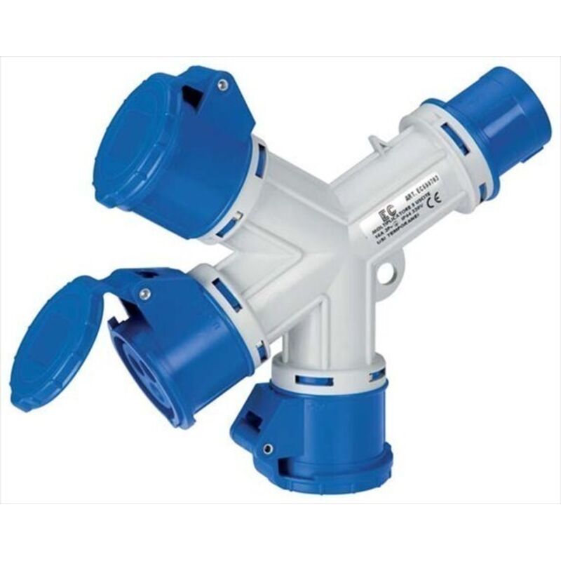 foto del prodotto elettrocanali moltiplicatore 3 uscite ip44 220 2p t 16a cod. ec690703 