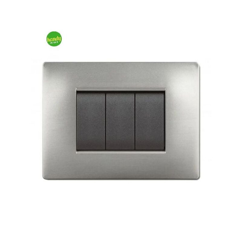foto del prodotto elettrocanali placca 3 moduli mylife q acciaio satinato