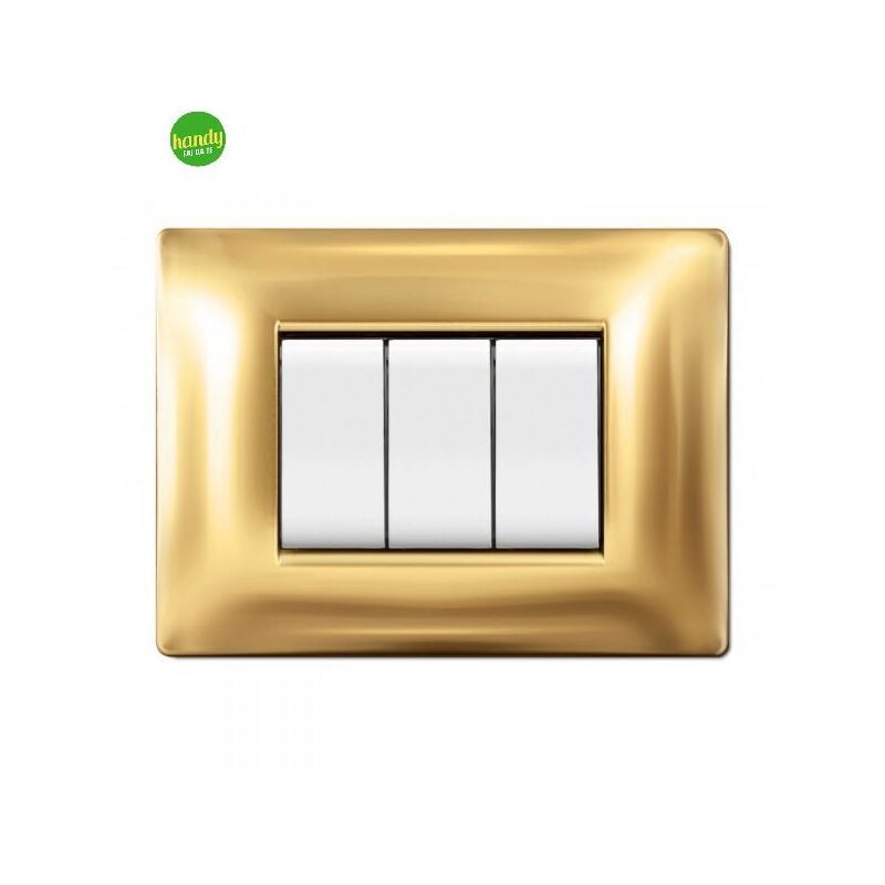 foto del prodotto elettrocanali placca 3 moduli mylife q nera oro