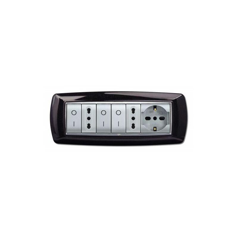foto del prodotto elettrocanali placca life living plast nero glittering 7p