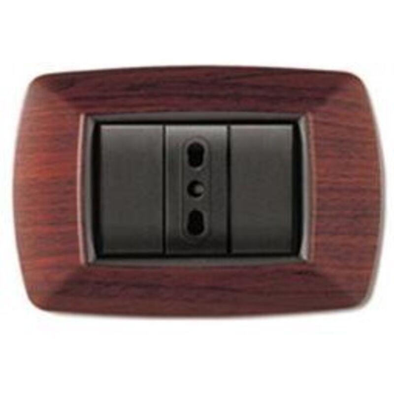 foto del prodotto elettrocanali placca mylife 3 mod. legno scuro cod. ecl2983ls 