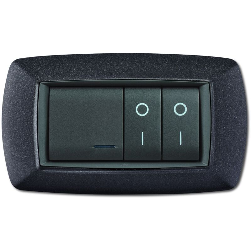 foto del prodotto elettrocanali placca mylife 4 mod. vulc.grigio notte cod. ecl2984v gn 