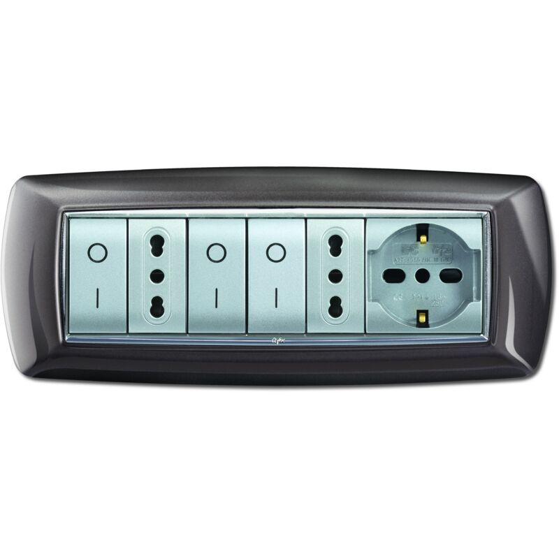 foto del prodotto elettrocanali placca mylife 7 mod. alluminio notte cod. ecl2987an 