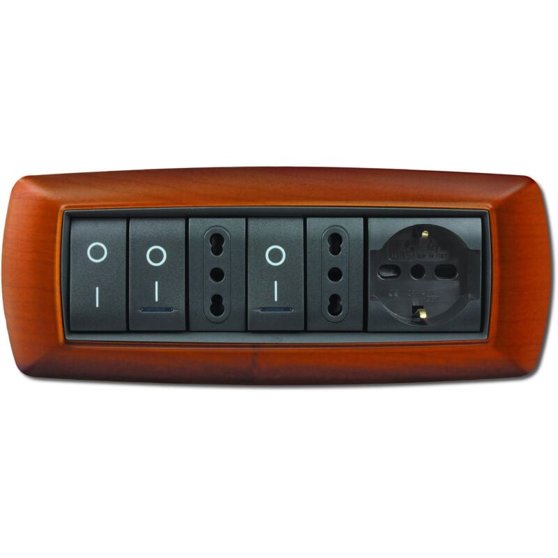 foto del prodotto elettrocanali placca mylife 7 mod. legno chiaro cod. ecl2987lc 
