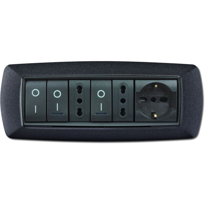 foto del prodotto elettrocanali placca mylife 7 mod. vulcano grigio notte cod. ecl2987v gn 