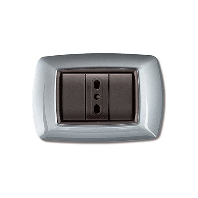foto del prodotto elettrocanali placche tecnopolimero mylife alluminio chiaro con adattatore 3 moduli