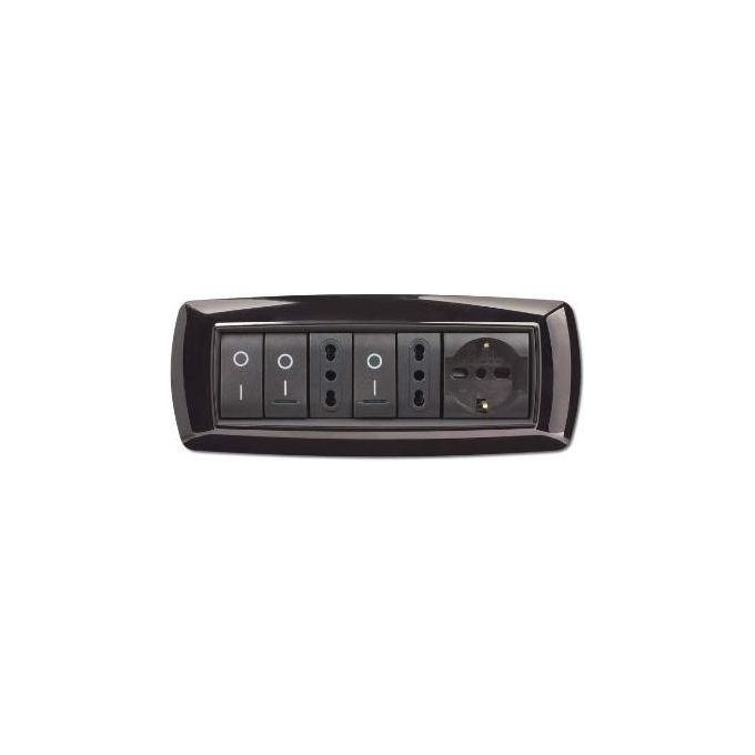 foto del prodotto elettrocanali placche tecnopolimero mylife nere c adattatore 6-7 moduli