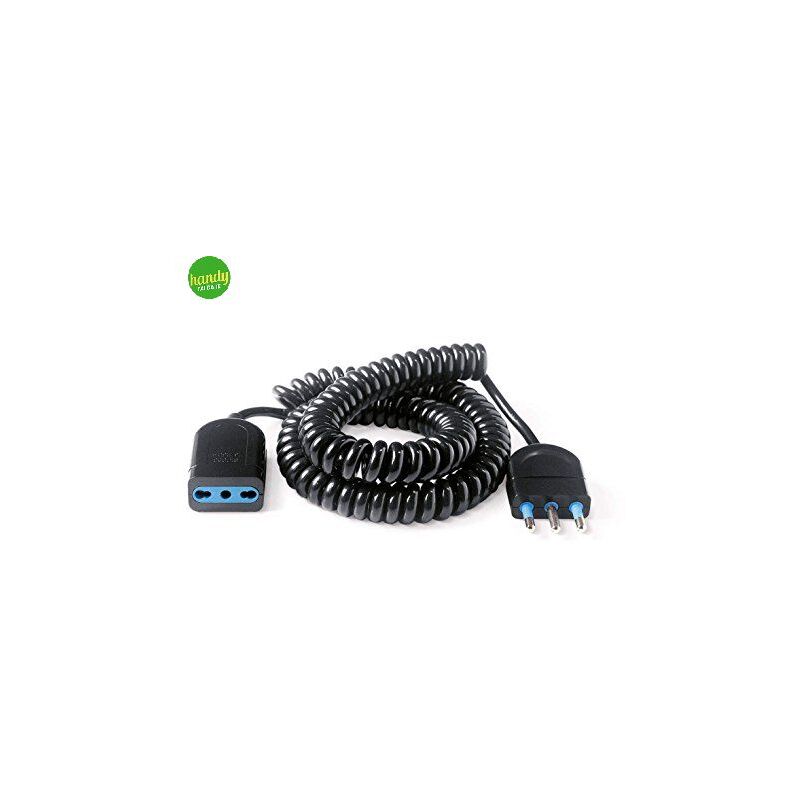 foto del prodotto elettrocanali prolunga spiralata nera spina 16 a presa 16 a 3 m