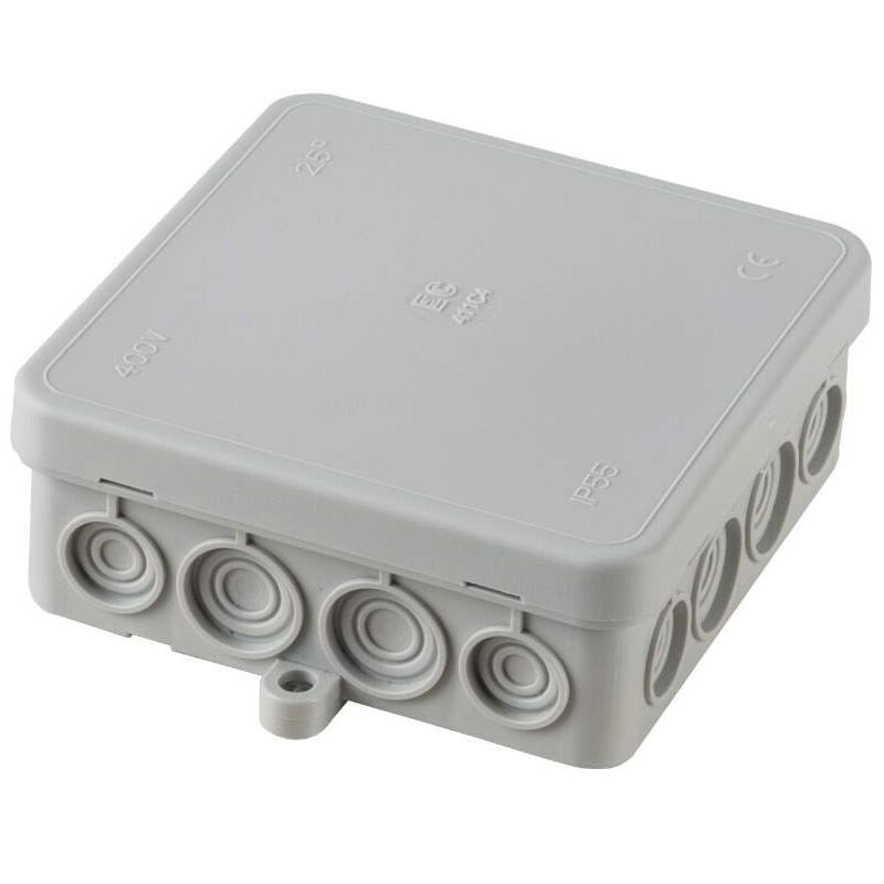 foto del prodotto elettrocanali scatola di derivazione con passacavi sfondabili, 90x90x34mm, ip55, senza alogeni, grigio, serie 411 ec411c4