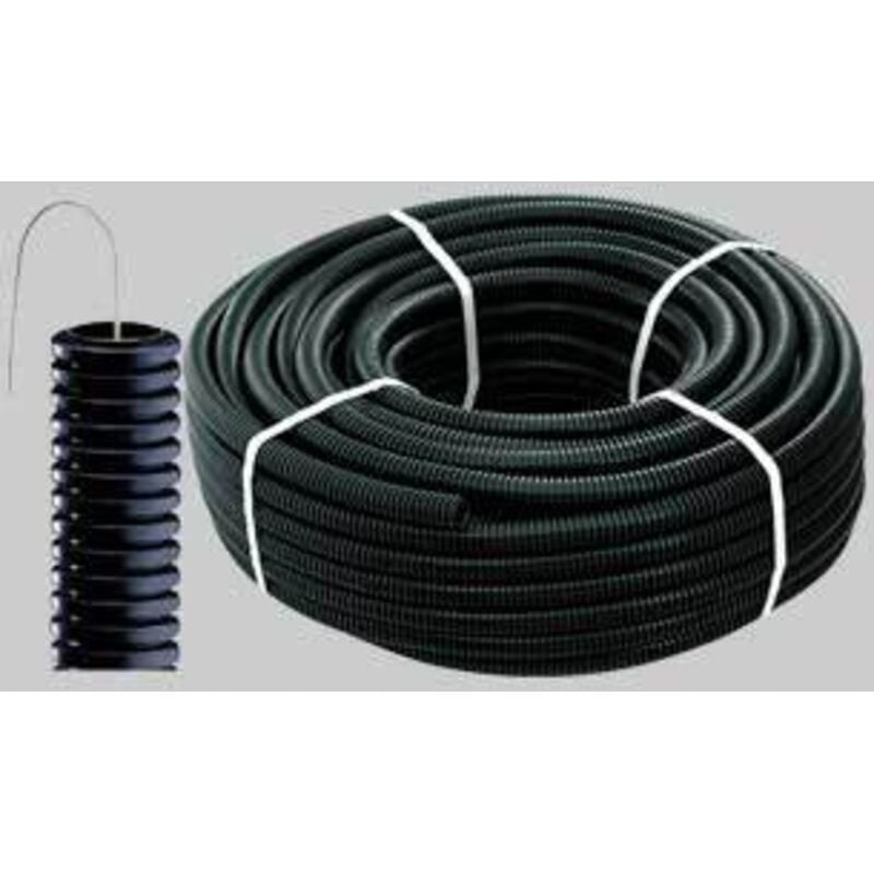 foto del prodotto elettrocanali tubo corrugato in pvc, 20mm, nero, con tirafilo, classificazione 33212, 10 metri, serie tc15 ectc152010t