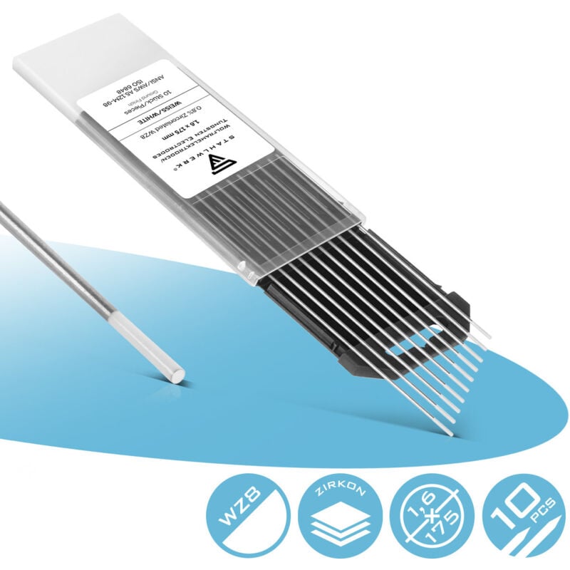 foto del prodotto elettrodi di tungsteno elettrodi per saldatura 1,6 x 175 mm wz8 bianco set da 10 stahlwerk