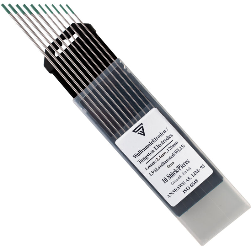 immagine 0 del prodotto elettrodi di tungsteno wp verde set 5 x 1,6 mm 5 x 2,4 mm x 175 mm stahlwerk