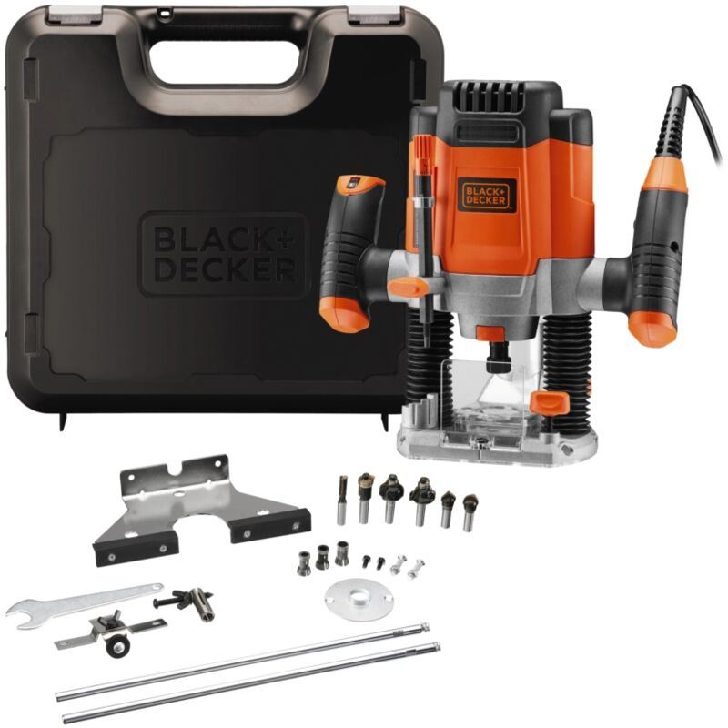 foto del prodotto elettrofresatrice 1200 w in valigetta con 6 frese black decker kw1200eka qs.