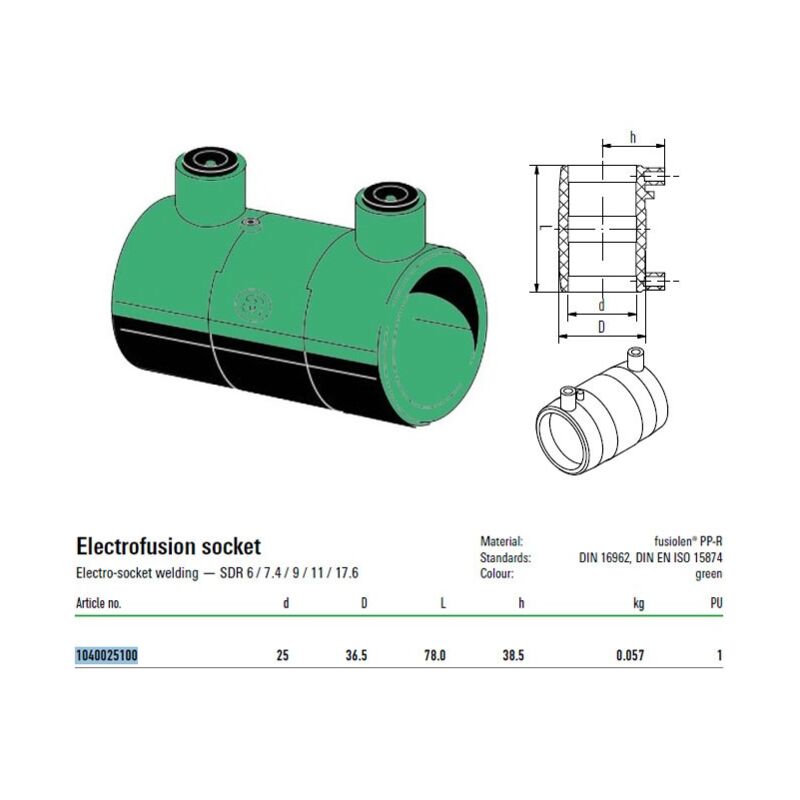 foto del prodotto elettromanicotto 40v aquatherm d 25 per impianti termo/idrosanitari 1040025100