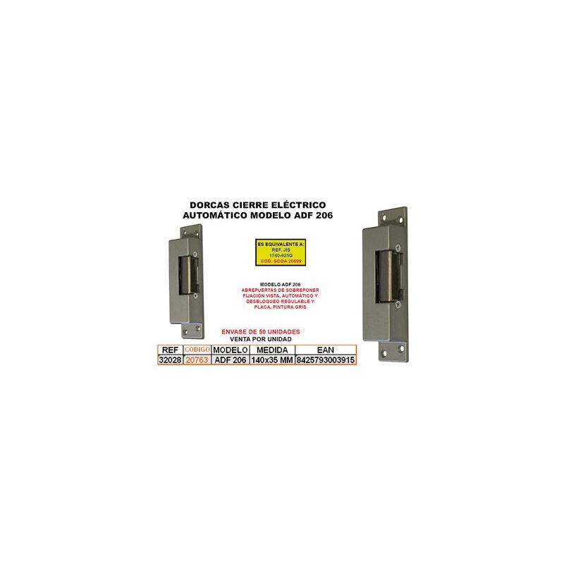foto del prodotto elettroserratura automatica dorcas adf 206 con sblocco registrabile e placca 32028