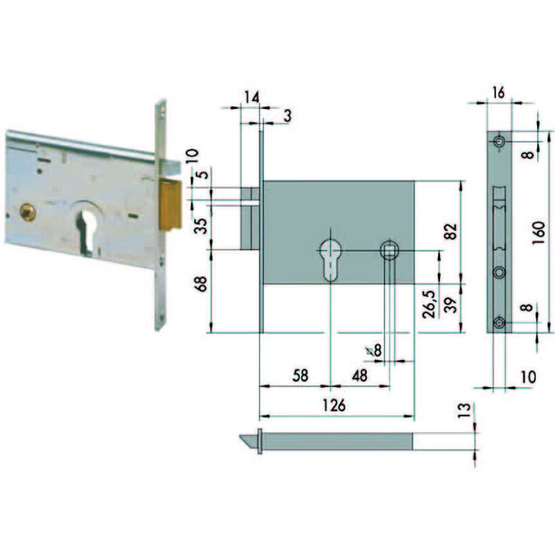 foto del prodotto elettroserratura da infilare per fasce mm.82 h 14010 mm.60 sx 14010602 