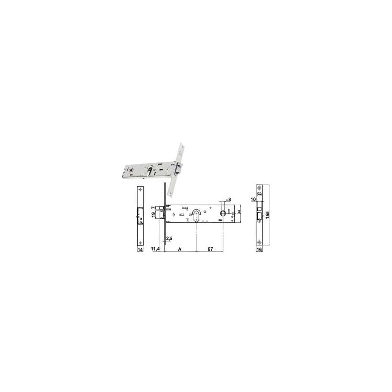 foto del prodotto elettroserratura infilare per fasce solo scrocco mm.44 h 85400 mm.70 y8540070080vne 