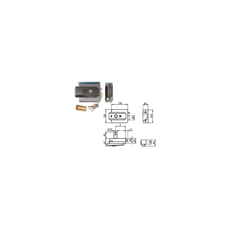 foto del prodotto elettroserratura per cancelli con tetto foro variabile revers. 52n515 mm.50 80 dx sx 52n515 