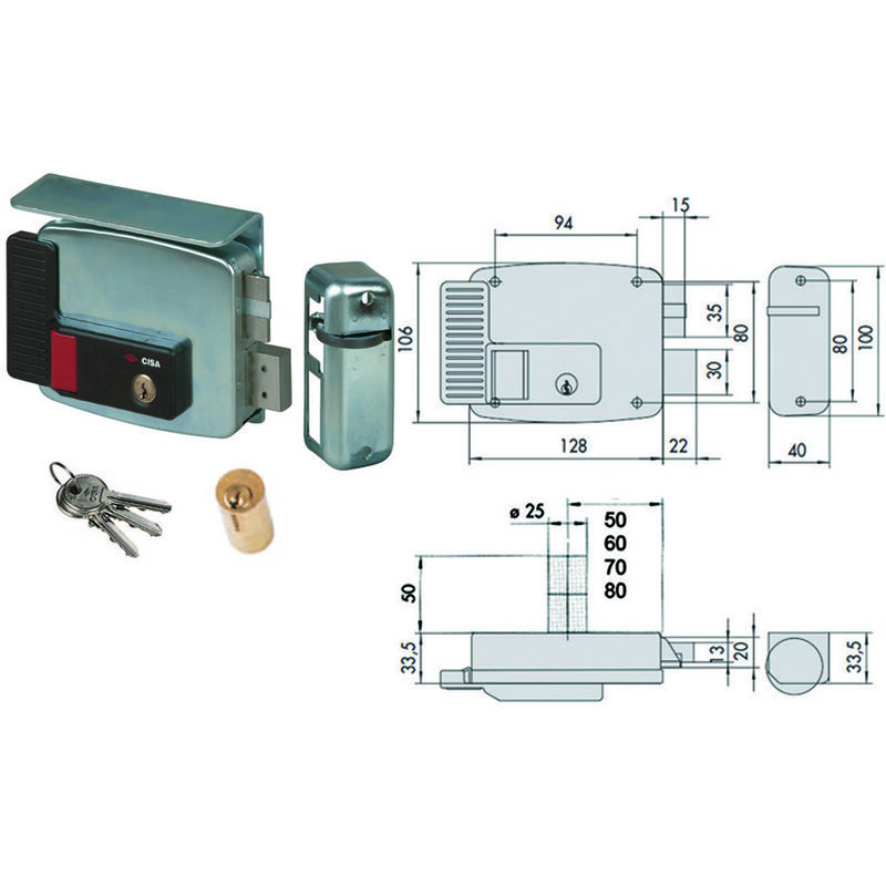 foto del prodotto elettroserratura per cancelli tetto e pulsante interno 2 mandate 11771 mm.70 dx 11771701 