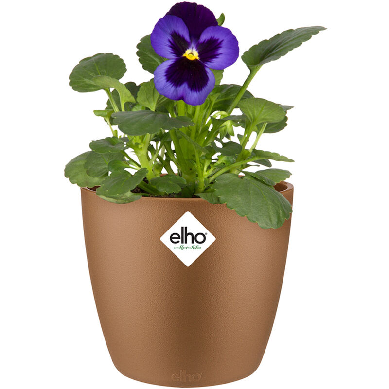 foto del prodotto elho vaso per piante brussels rotondo plastica riciclata sottovaso rotondo balcone davanzale finestra varie misure colori samtgold 0,8 liter