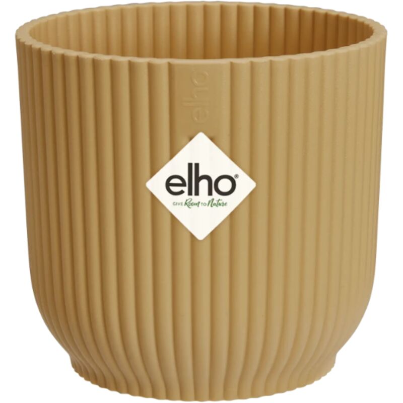 foto del prodotto elho vaso vibes fold round in plastica riciclata, per esterno, stile moderno giallo burro 11 cm