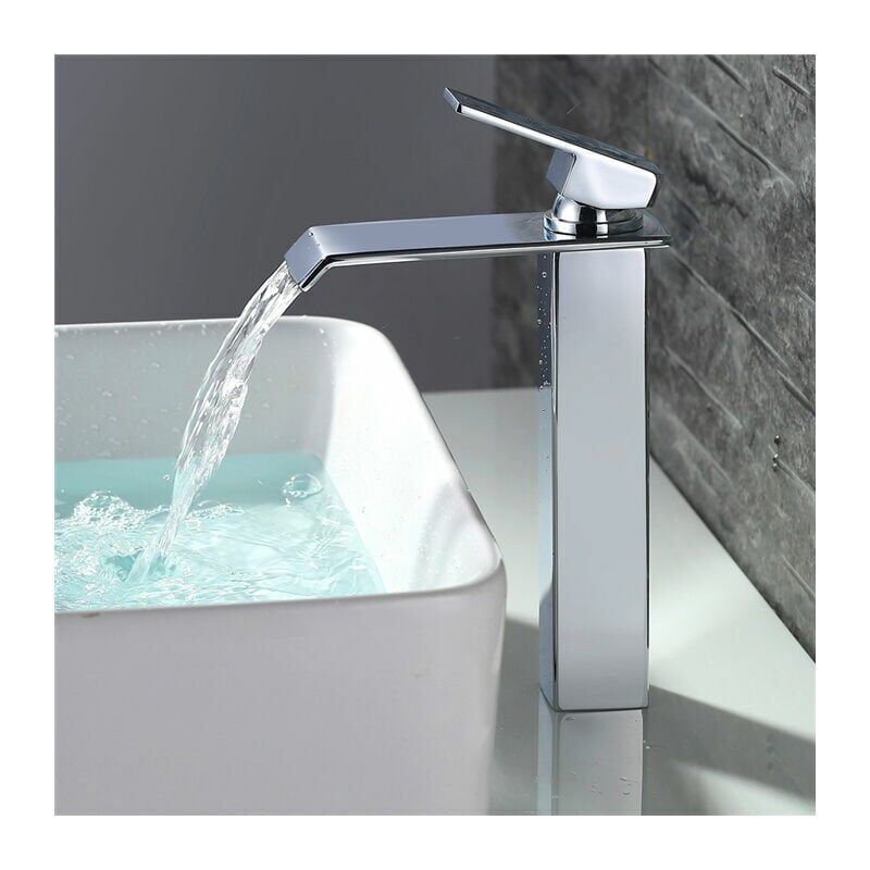 foto del prodotto eliauk rubinetto per bagno a cascata miscelatore per lavabo con bocca alta rubinetti per lavabo cromati design moderno