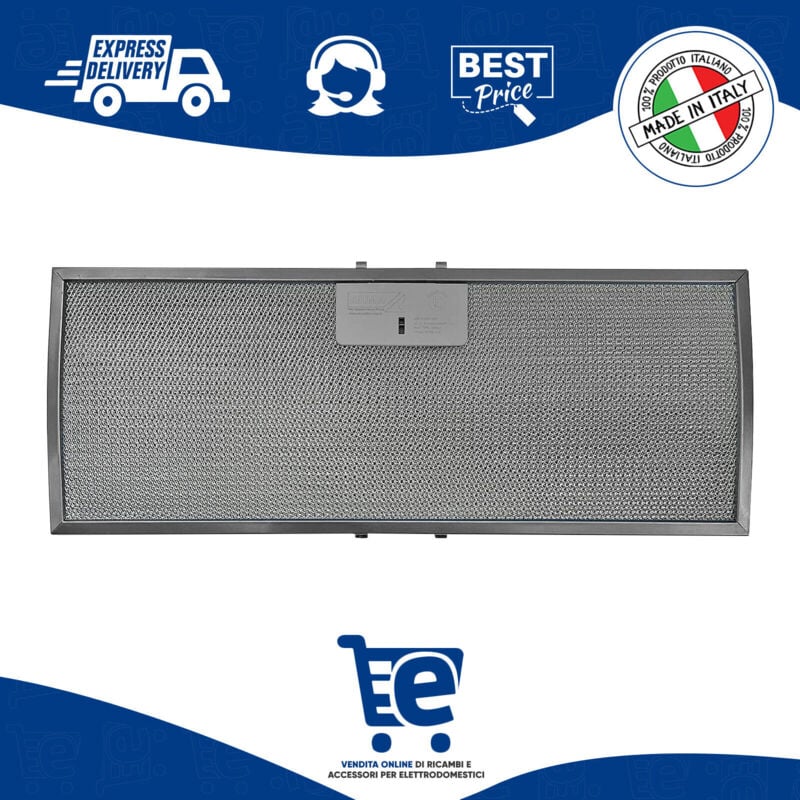 foto del prodotto elica filtro metallico per cappa compatibile con bosch beko smeg e altri marchi, dimensioni 449,5x172 mm , high performance filter, pratica