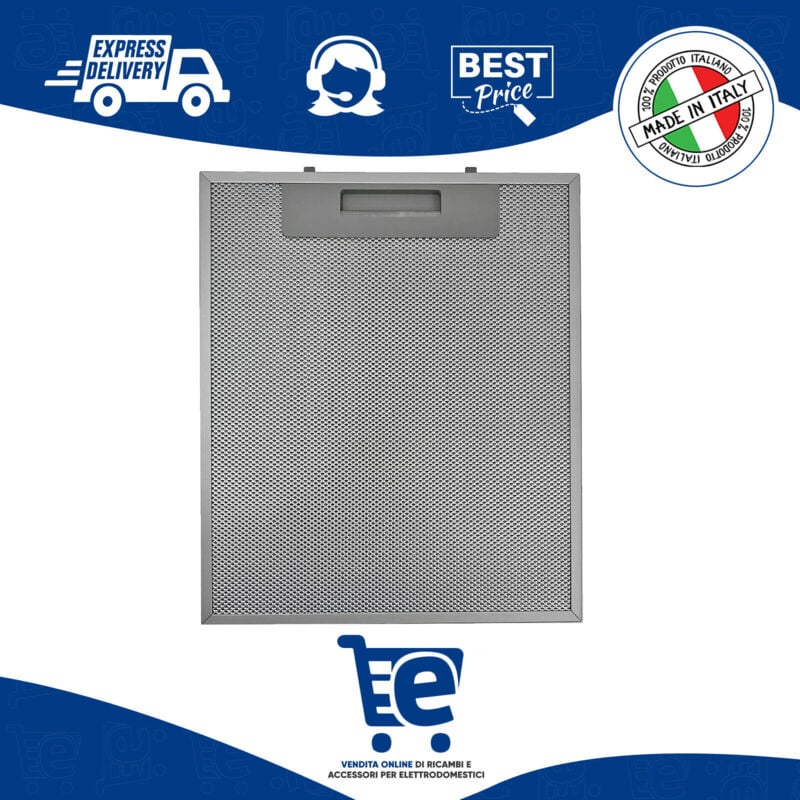 foto del prodotto elica filtro metallico per cappa compatibile con faber, dimensioni 253x300 mm , performance filter, pratica maniglia di sgancio a innesti