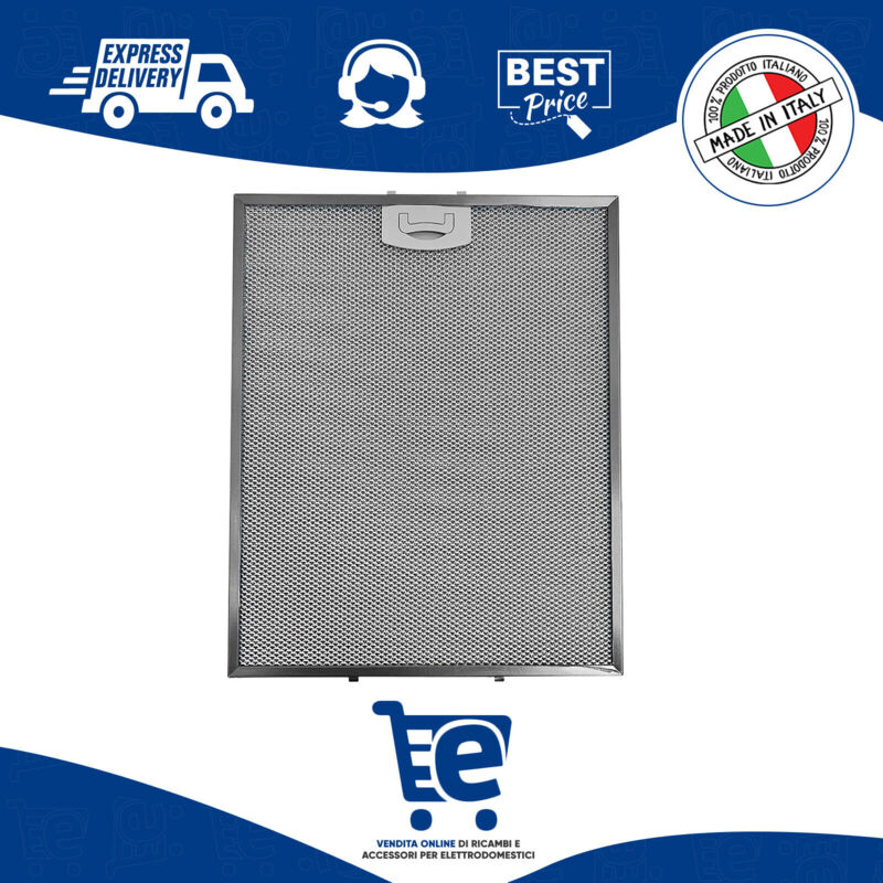 foto del prodotto elica filtro metallico per cappa compatibile con tecnowind, dimensioni 283x350 mm , high performance filter, pratica maniglia di sgancio a innesti