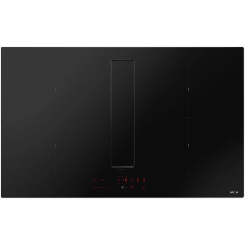 foto del prodotto elica nikolatesla fit xl raw. colore del prodotto nero, posizionamento dell apparecchio da incasso, dimensione della larghezza del piano cottura 