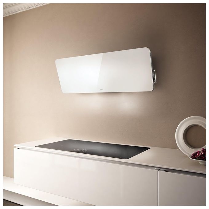 foto del prodotto elica prf0038251a tiffany wh f 110 cappa a parete filtrante 110 cm, 625 m h, classe b, 45 db, controllo touch, 3 velocita , filtro antigrasso in alluminio, illuminazione led 2x6 w, vetro bianco