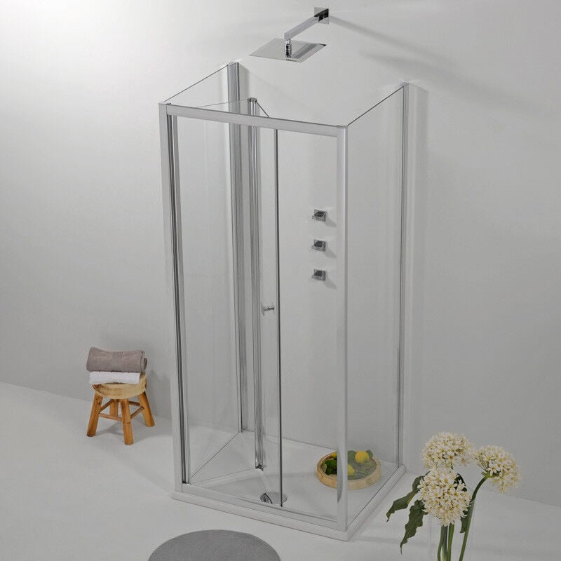 foto del prodotto elite box doccia pieghevole 3 lati 70x80x70 a libro trasparente 6 mm