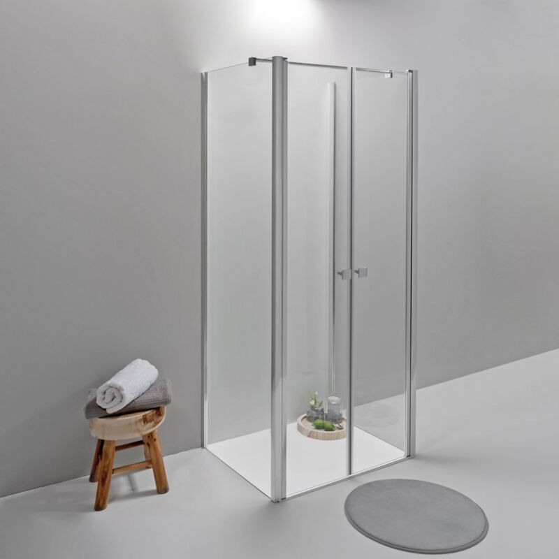 foto del prodotto elite box doccia tre lati 80x100x80 cm apertura saloon trasparente