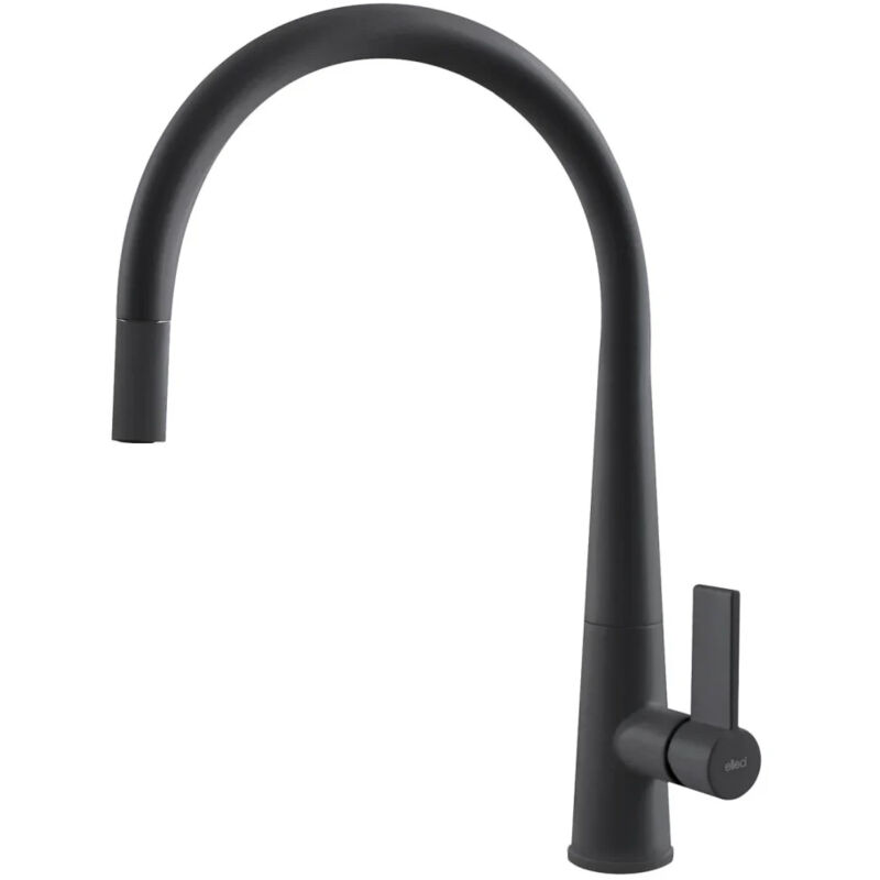 foto del prodotto elleci athena plus. tipo di beccuccio tirare verso il basso, colore del prodotto nero, controllo del flusso d acqua valvole rotanti. altezza