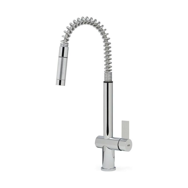 foto del prodotto elleci dionisio mikdnscr miscelatore da cucina monocomando, da incasso, acciaio inox, canna girevole con doccetta estraibile, 52 cm, cromo