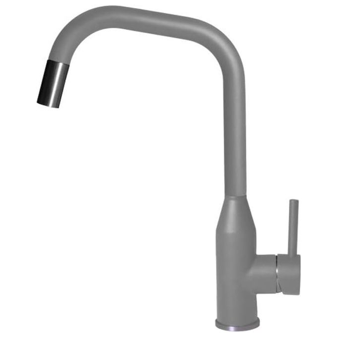 foto del prodotto elleci dora plus mgkdrp48 miscelatore da cucina monocomando, da incasso, granitek, canna girevole con doccetta estraibile, 38 cm, grigio cemento