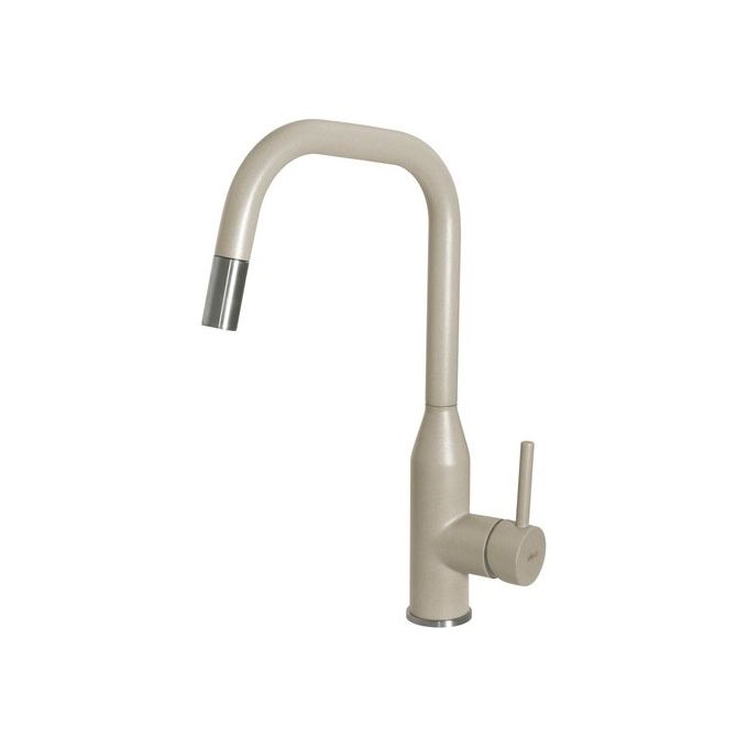 foto del prodotto elleci dora plus mkkdrp95 miscelatore da cucina monocomando, da incasso, keratek, canna girevole con doccetta estraibile, 38 cm, champagne