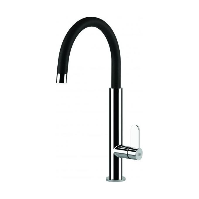 foto del prodotto elleci dove mkkdov86 miscelatore da cucina monocomando, da incasso, acciaio nero, canna girevole, 41,5 cm, acciaio nero