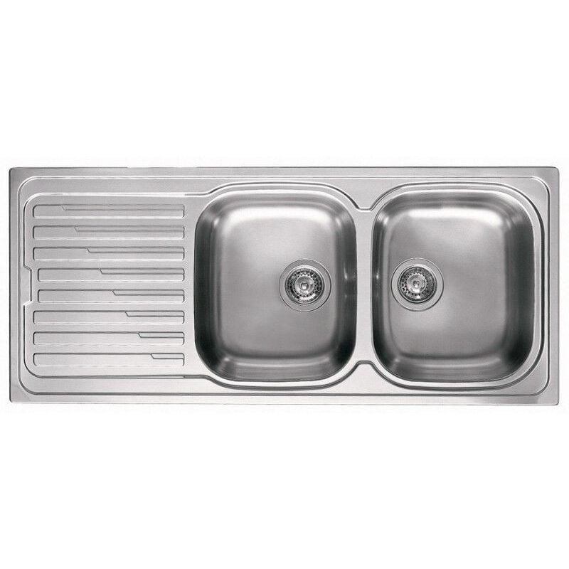 foto del prodotto elleci - lavello da incasso 2 vasche e gocciolatoio inox sky 500