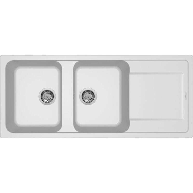 foto del prodotto elleci lavello da incasso 2 vasche e gocciolatoio life 500 granitek bianco