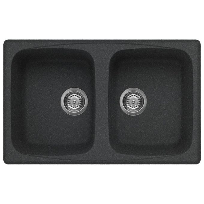 foto del prodotto elleci lavello master 350 granitek nero 2 vasche 79 cm design elegante e funzionale per la tua cucina